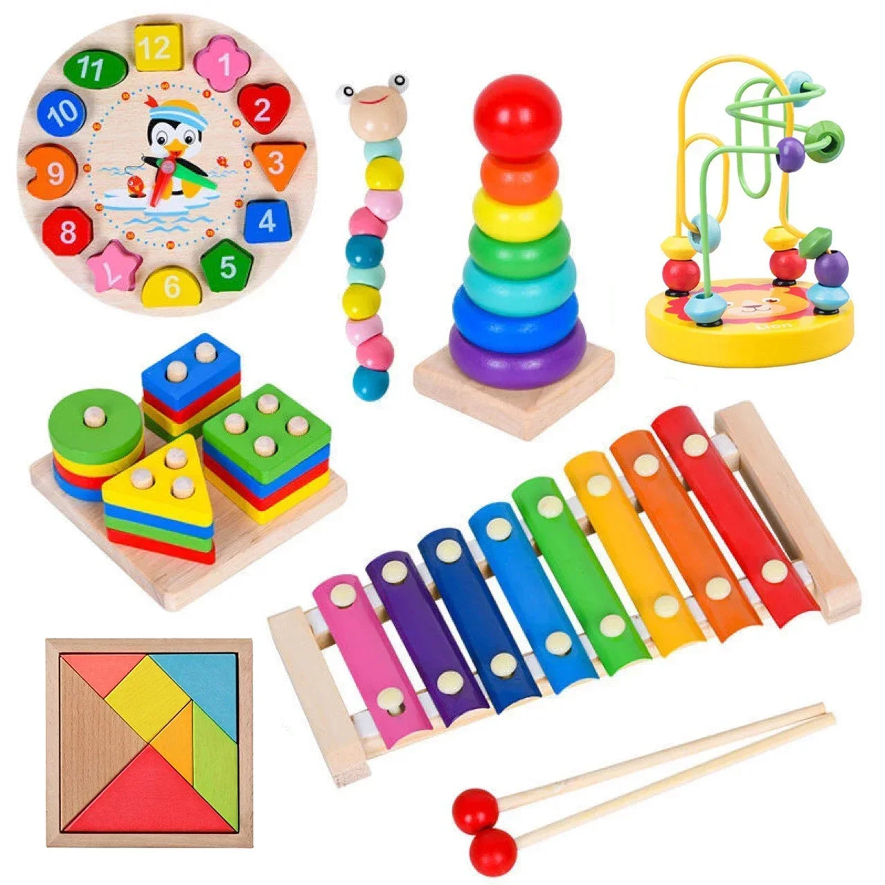 Montessori Wooden Toys for Babies 1 2 3 Years Boy Girl Gift Baby Development Games Wood Puzzle for Kids Educational Learning Toy