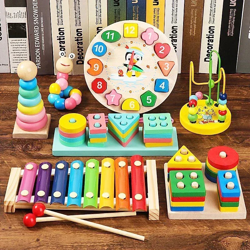 Montessori Wooden Toys for Babies 1 2 3 Years Boy Girl Gift Baby Development Games Wood Puzzle for Kids Educational Learning Toy